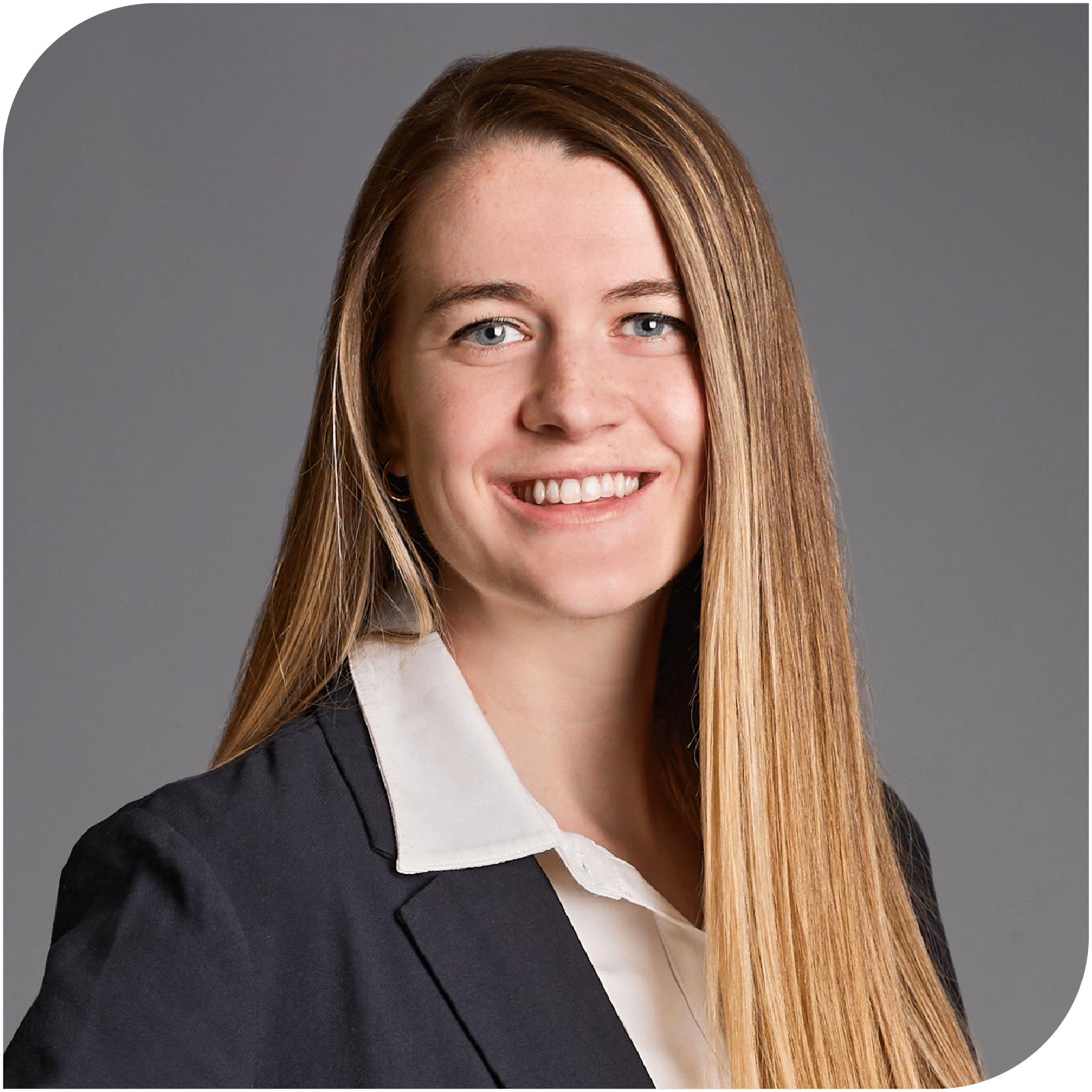 McKayla Sanders, Fraser Stryker Summer Associate, wearing a black suit jacket and white shirt.